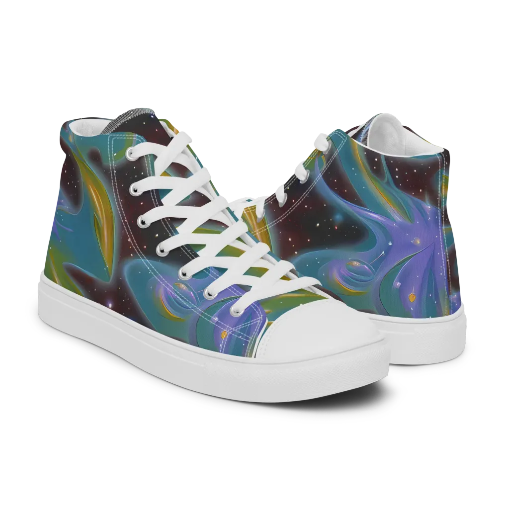 Stellar Bloom on Men's High Top Canvas Shoes — Right