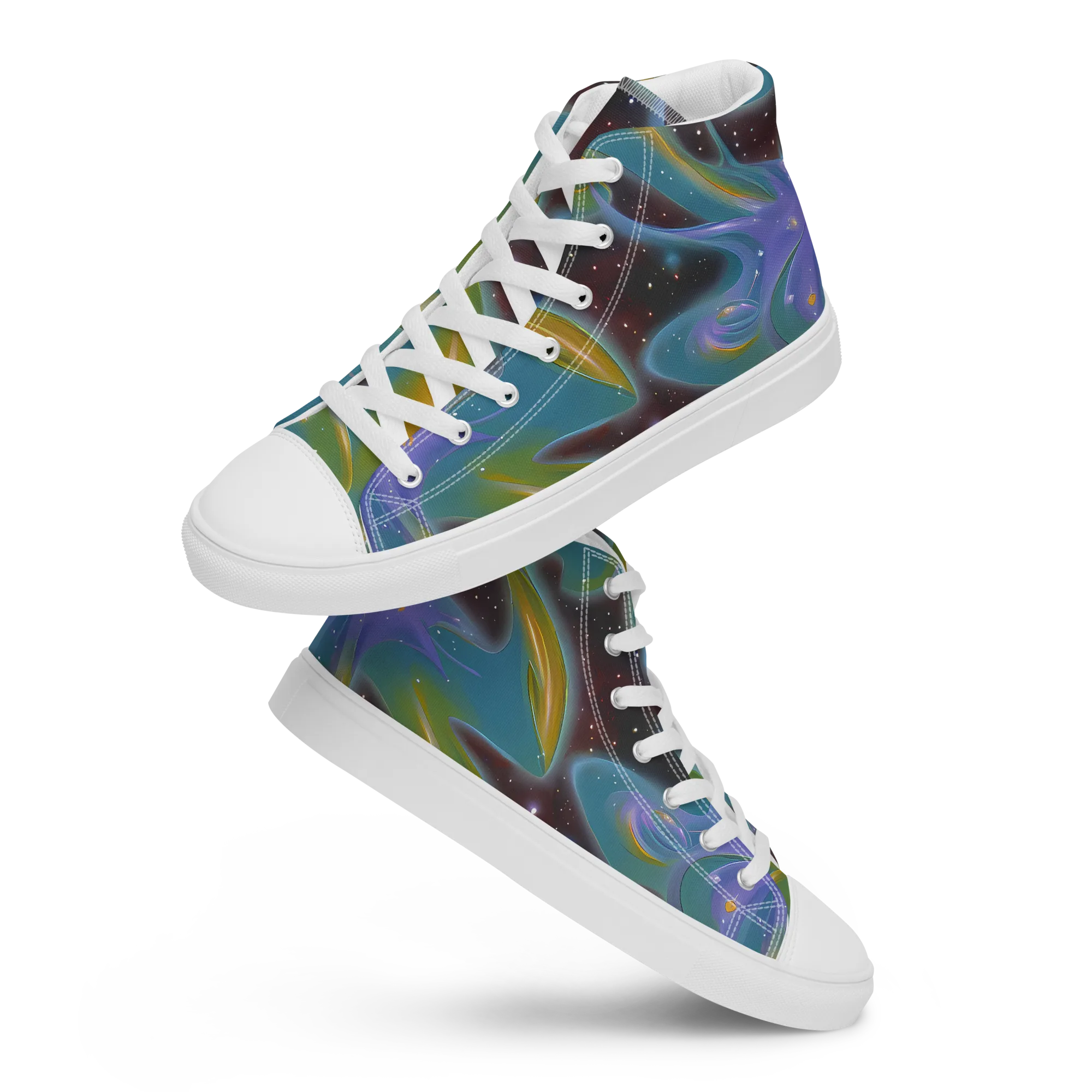 Stellar Bloom on Men's High Top Canvas Shoes — Front