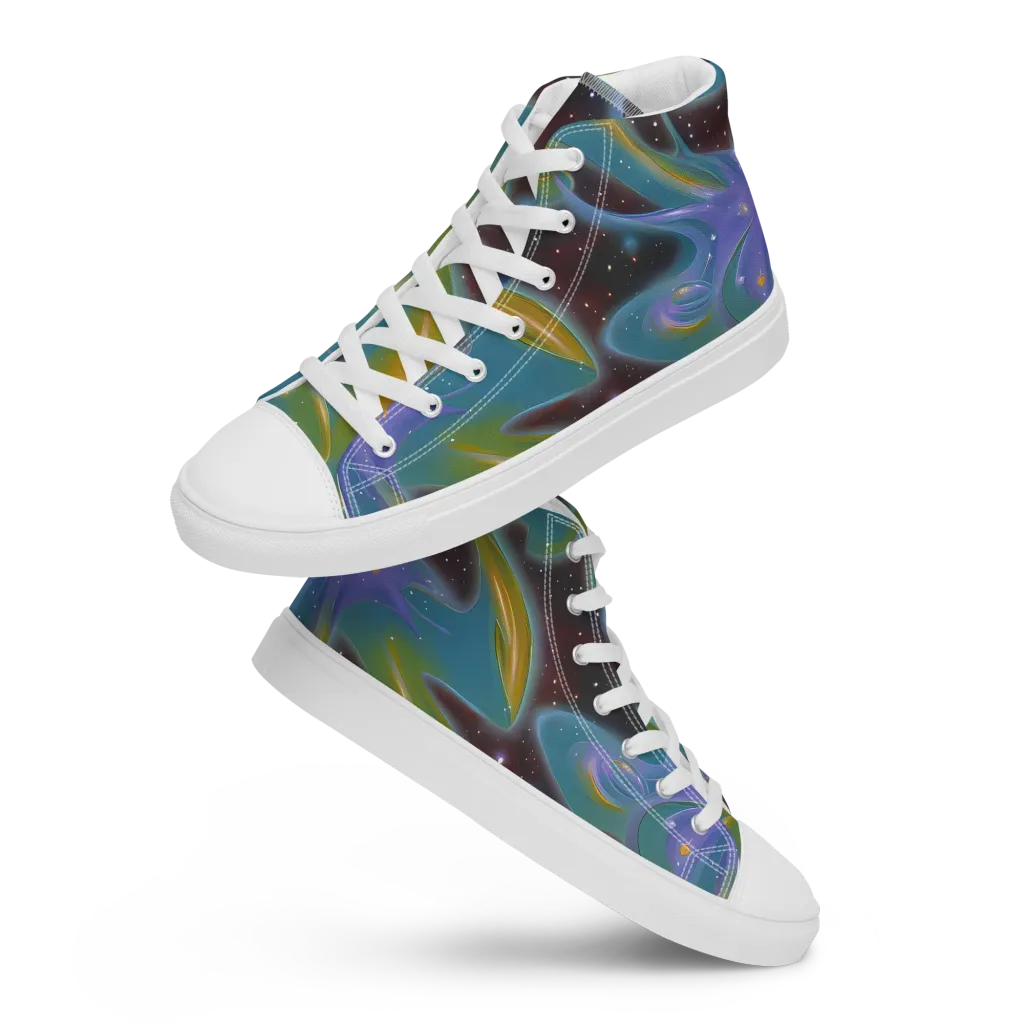 Stellar Bloom on Men's High Top Canvas Shoes — Front