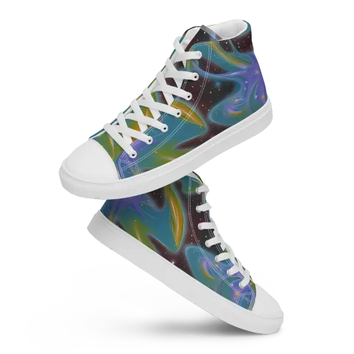 Stellar Bloom on a Men's High Top Canvas Shoes
