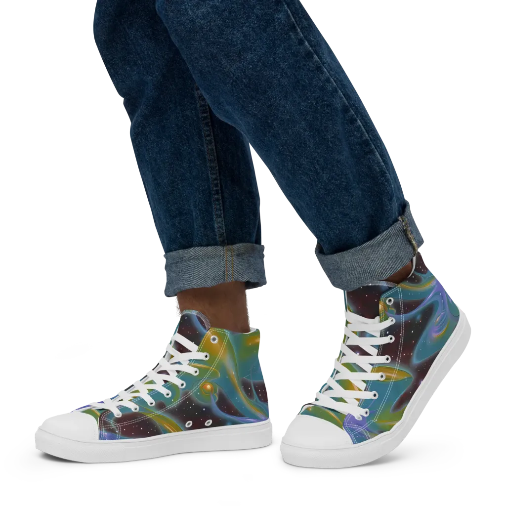 Stellar Bloom on Men's High Top Canvas Shoes — Left
