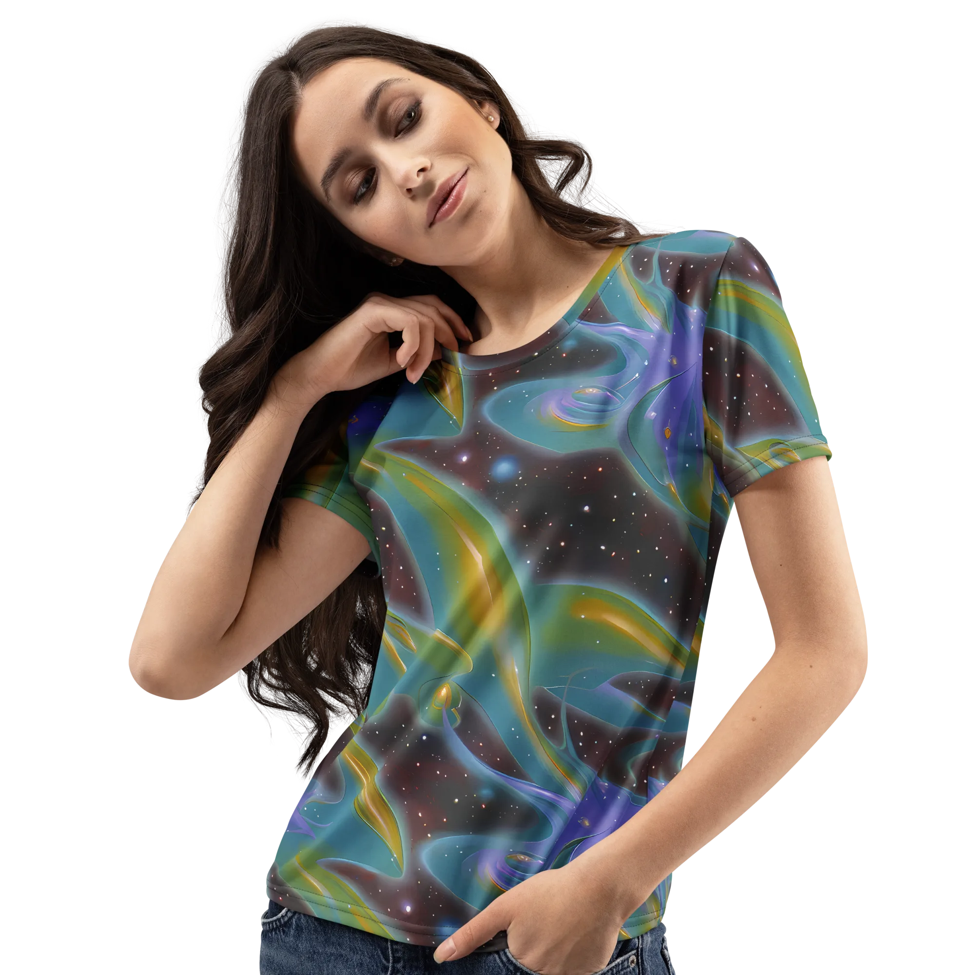 Stellar Bloom on Women's Crew Neck T-Shirt — Left Front