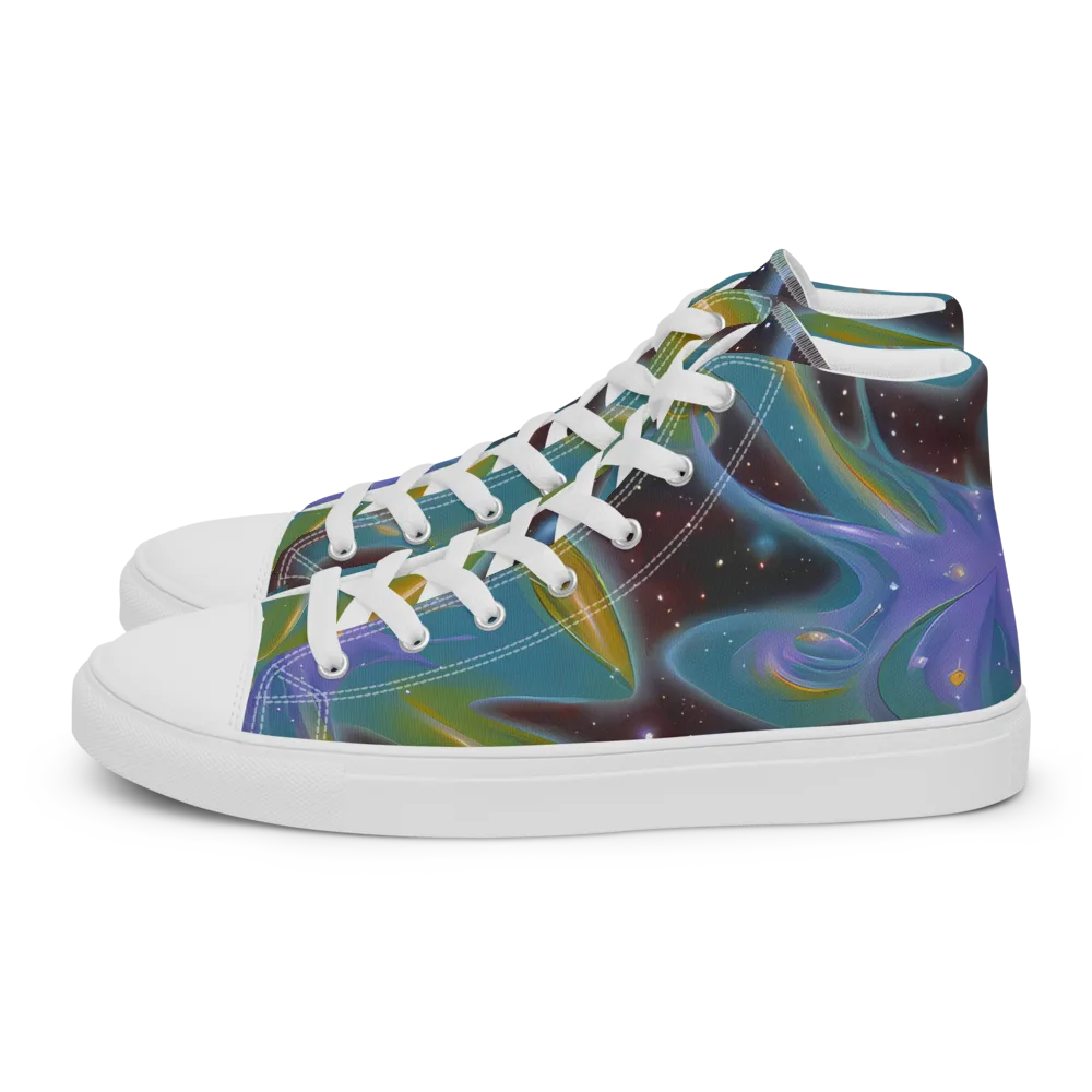 Stellar Bloom on Women's High Top Canvas Shoes — Left