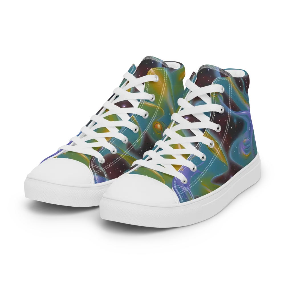 Stellar Bloom on Women's High Top Canvas Shoes — Left Front