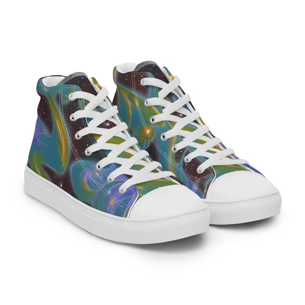 Stellar Bloom on Women's High Top Canvas Shoes — Right Front
