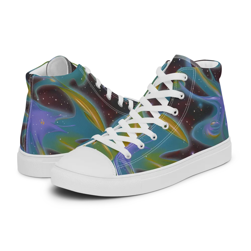 Stellar Bloom on Women's High Top Canvas Shoes — Left