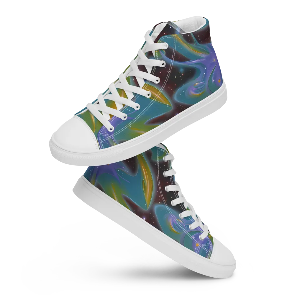 Stellar Bloom on Women's High Top Canvas Shoes — Front