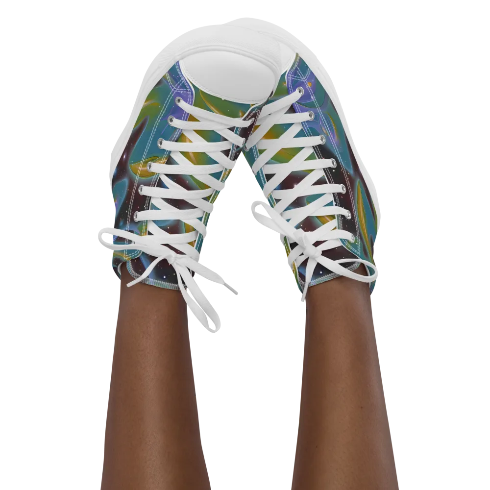Stellar Bloom on Women's High Top Canvas Shoes — Front