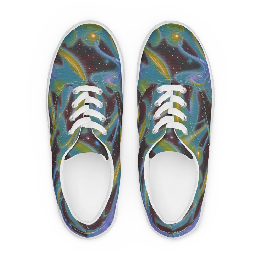 Stellar Bloom on Men's Lace-Up Canvas Shoes — Front