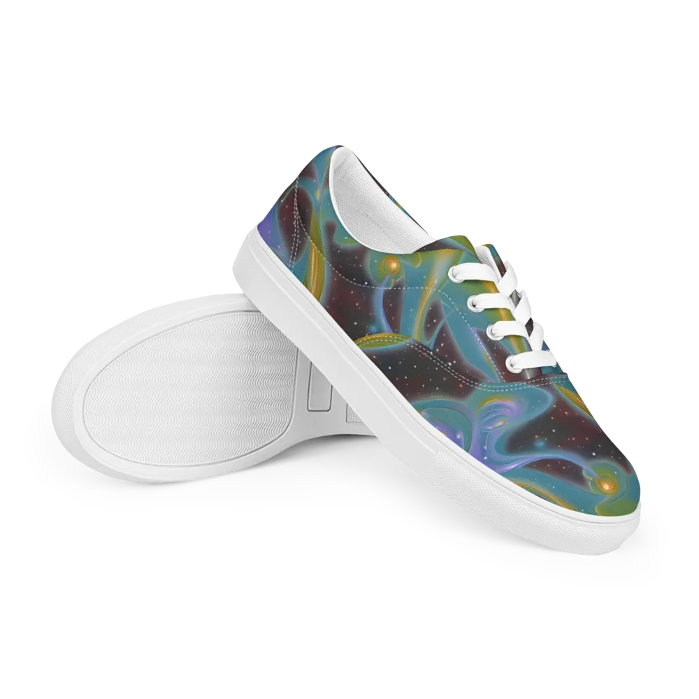 Stellar Bloom on Men's Lace-Up Canvas Shoes — Right Front