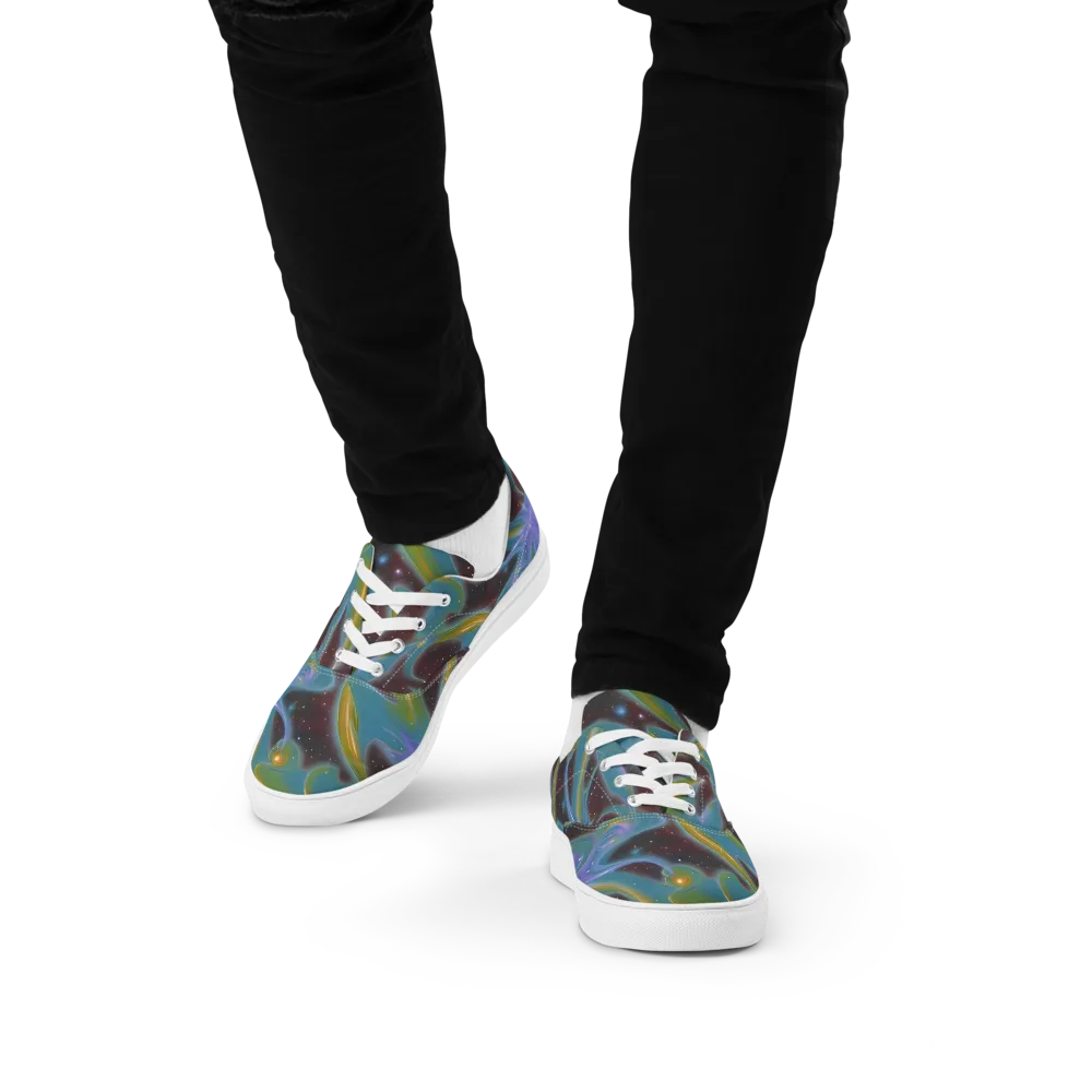 Stellar Bloom on Men's Lace-Up Canvas Shoes — Front
