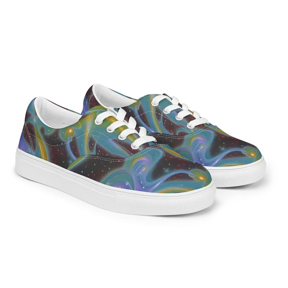 Stellar Bloom on Men's Lace-Up Canvas Shoes — Right Front