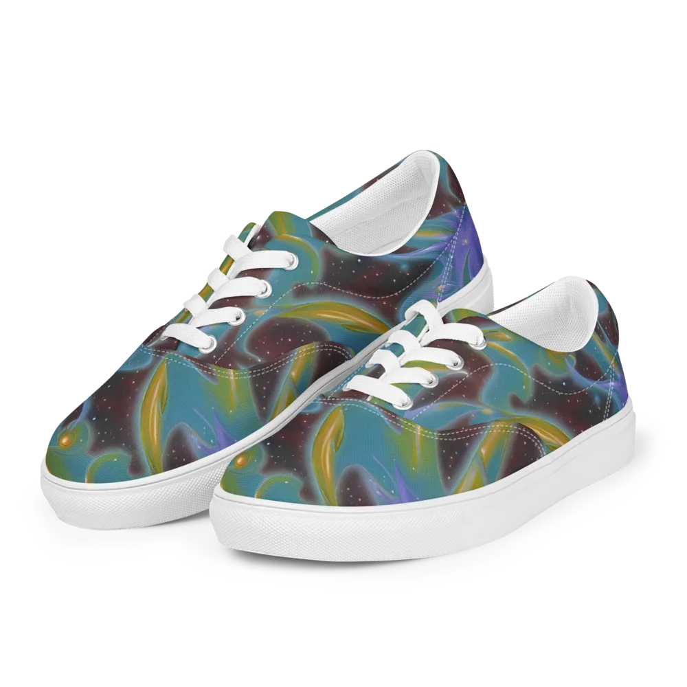 Stellar Bloom on Men's Lace-Up Canvas Shoes — Left Front