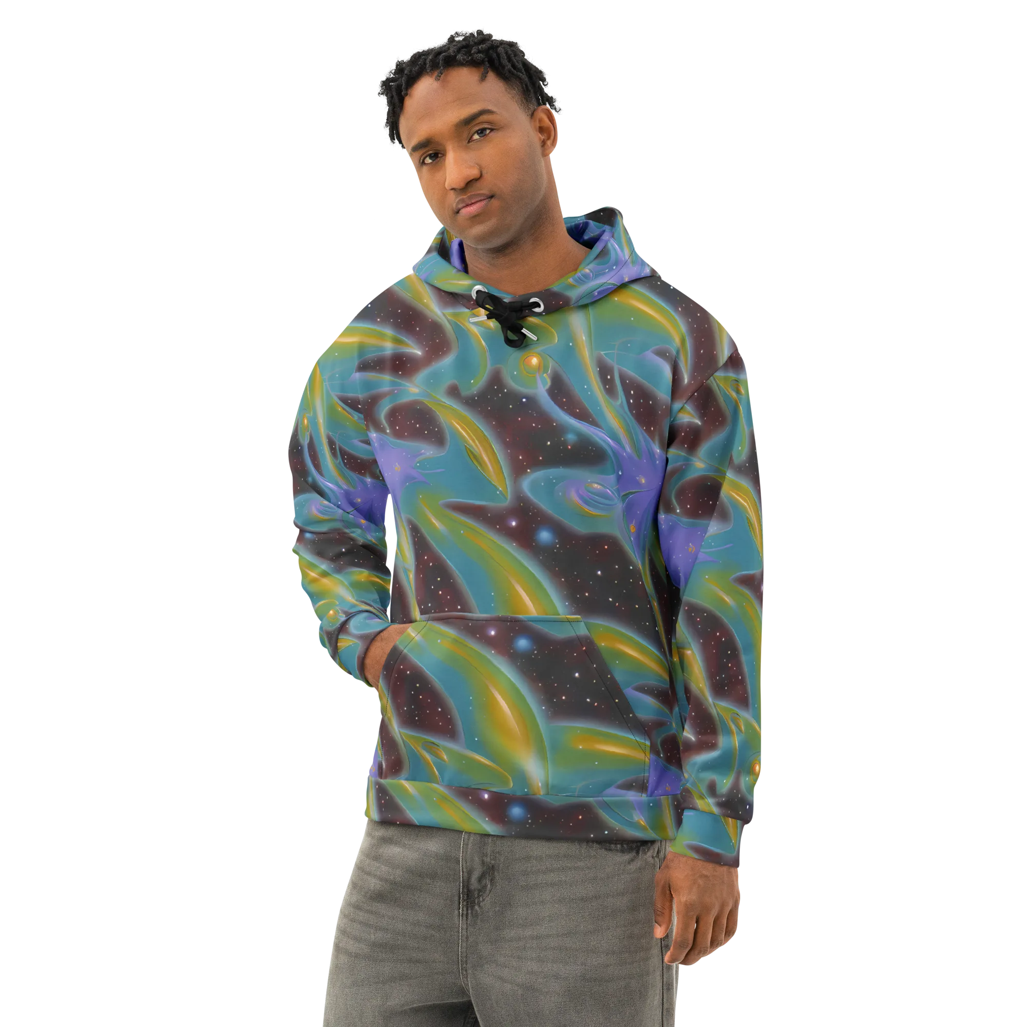 Stellar Bloom on Cotton Hoodie — Left Front