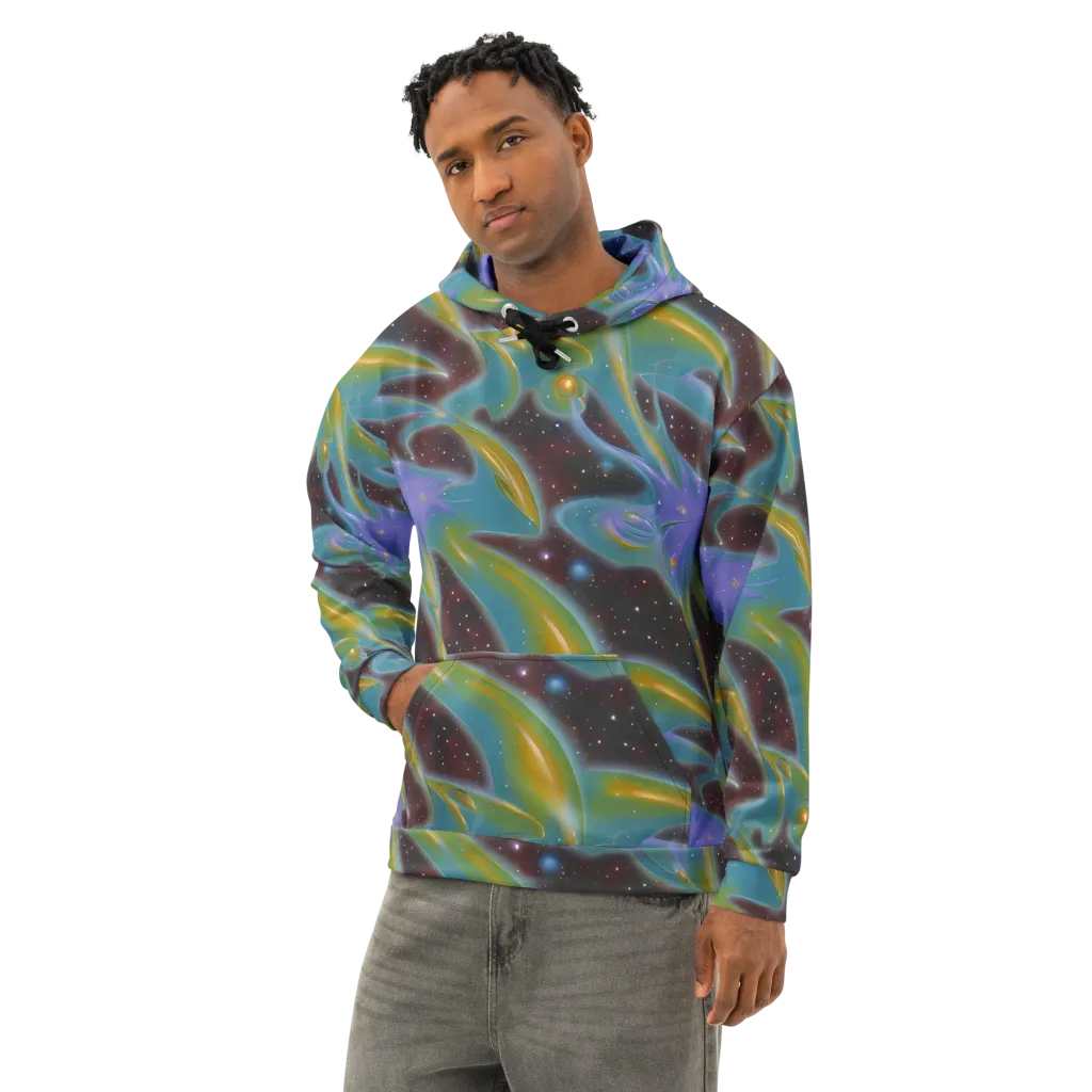 Stellar Bloom on Cotton Hoodie — Left Front