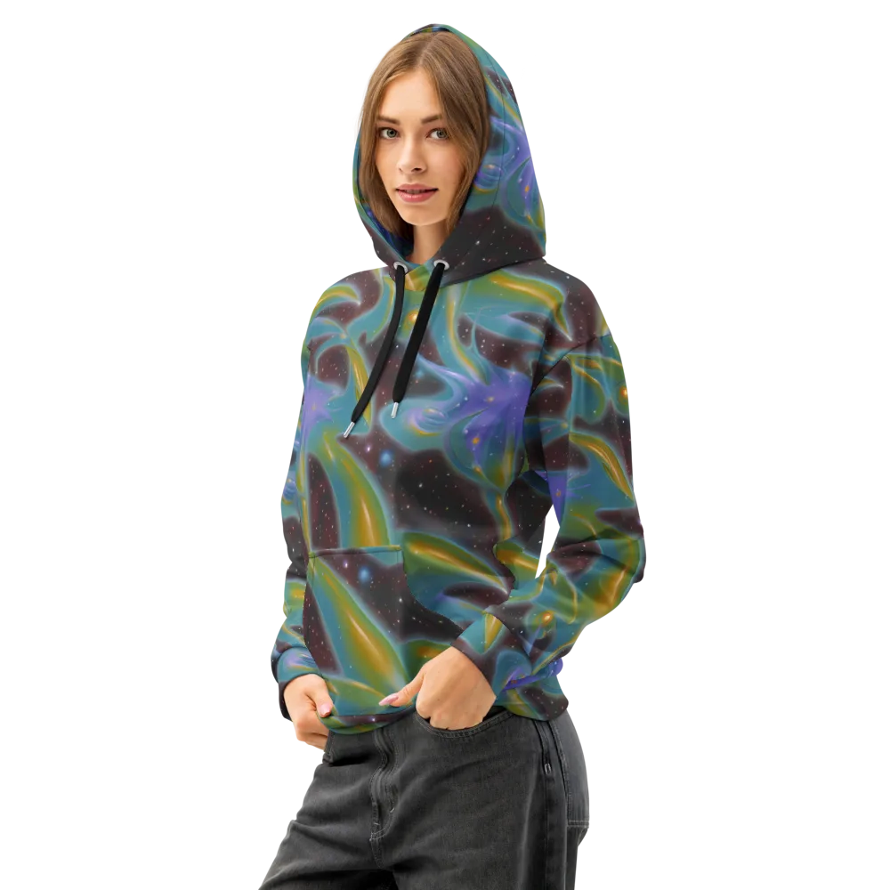 Stellar Bloom on Cotton Hoodie — Left Front