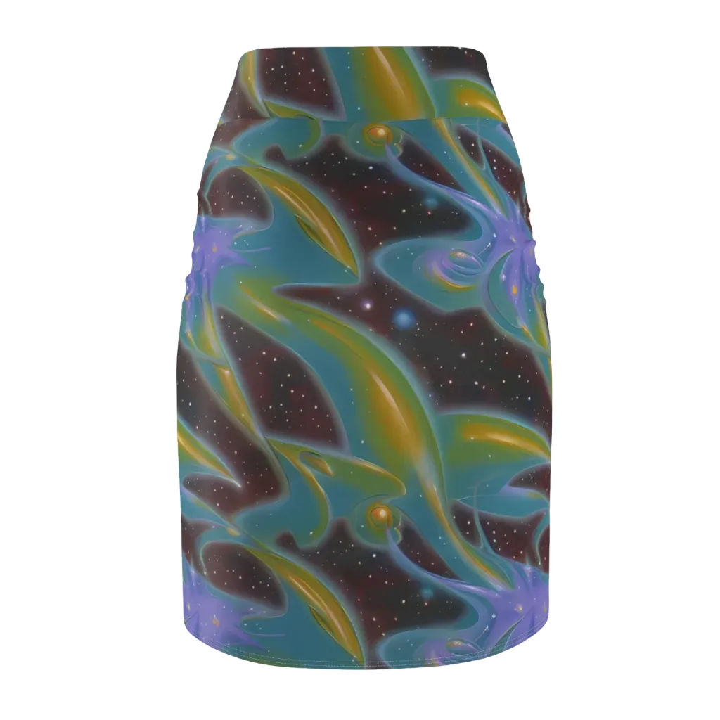 Stellar Bloom on Pencil Skirt — Back