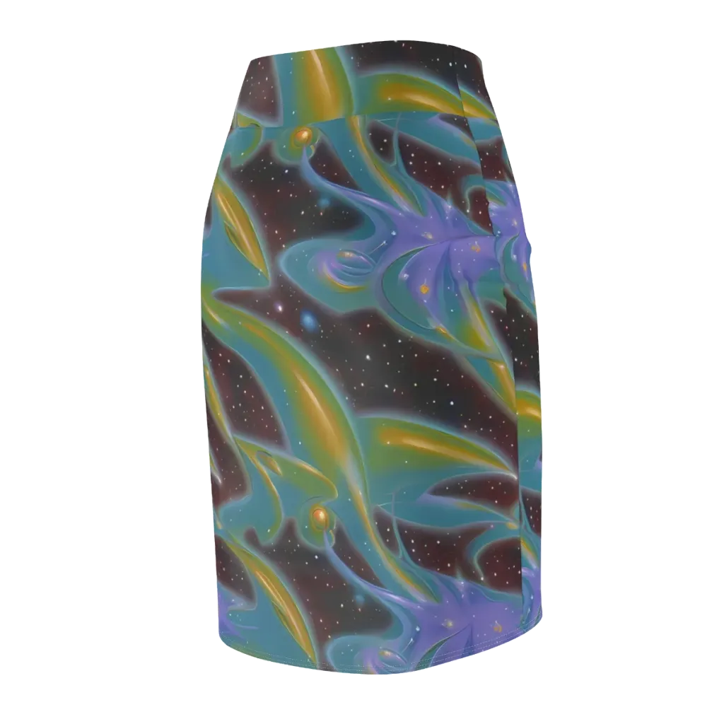 Stellar Bloom on Pencil Skirt — Back Side