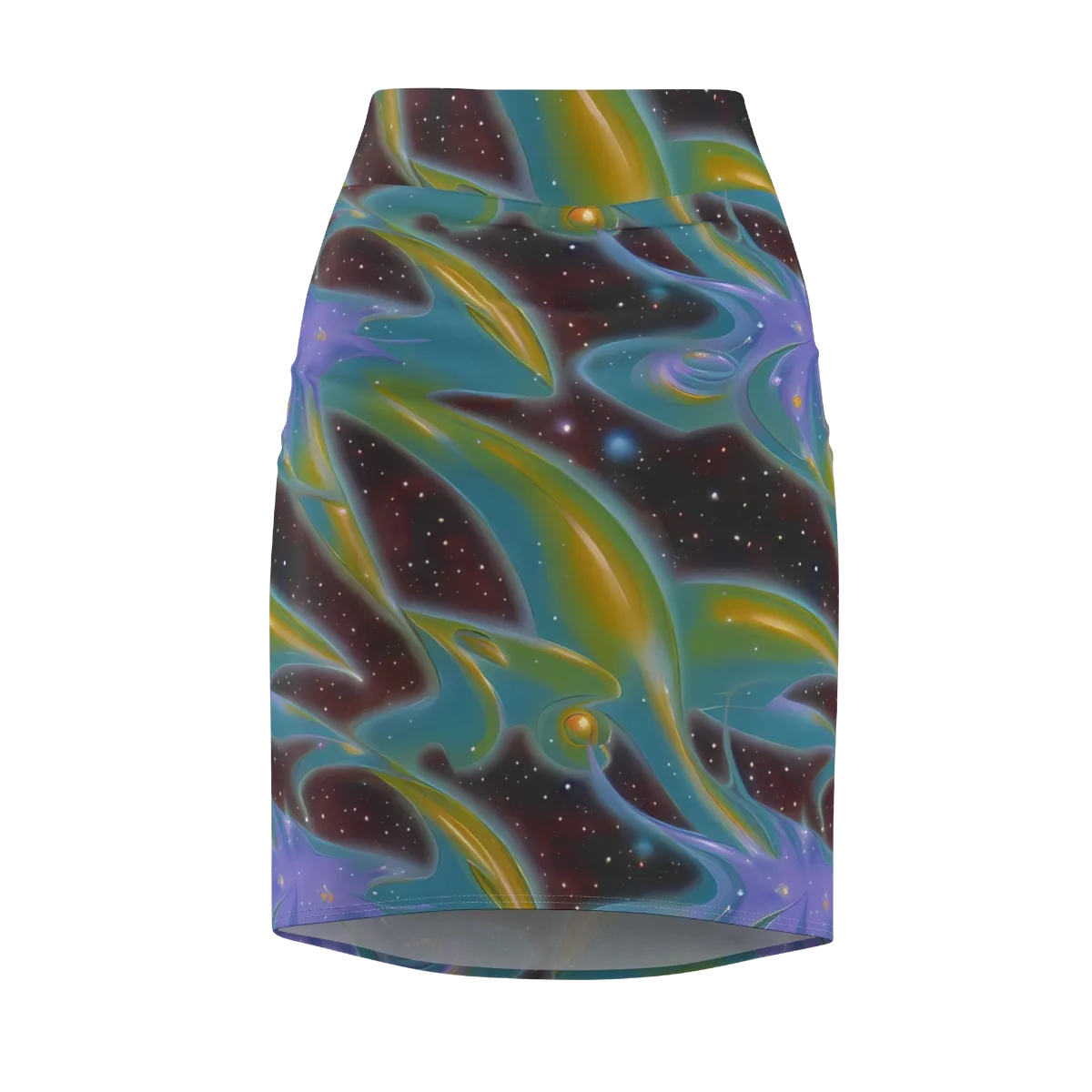 Stellar Bloom on Pencil Skirt — Front