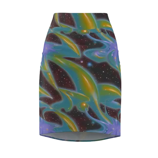 Stellar Bloom on a Pencil Skirt