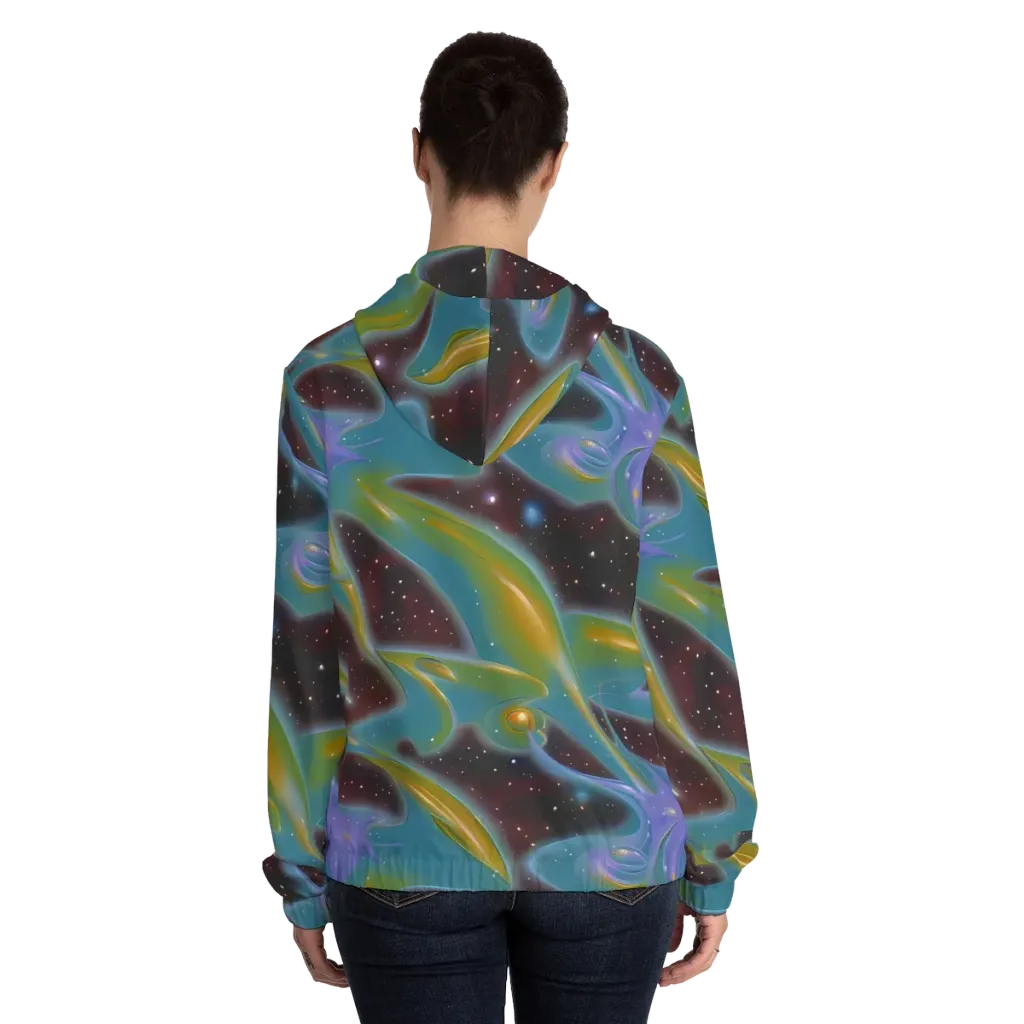 Stellar Bloom on Women's Full-Zip Hoodie — Back On Person