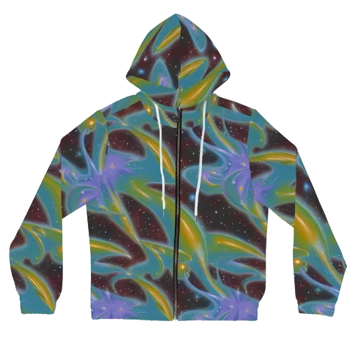 Stellar Bloom on a Women's Full-Zip Hoodie
