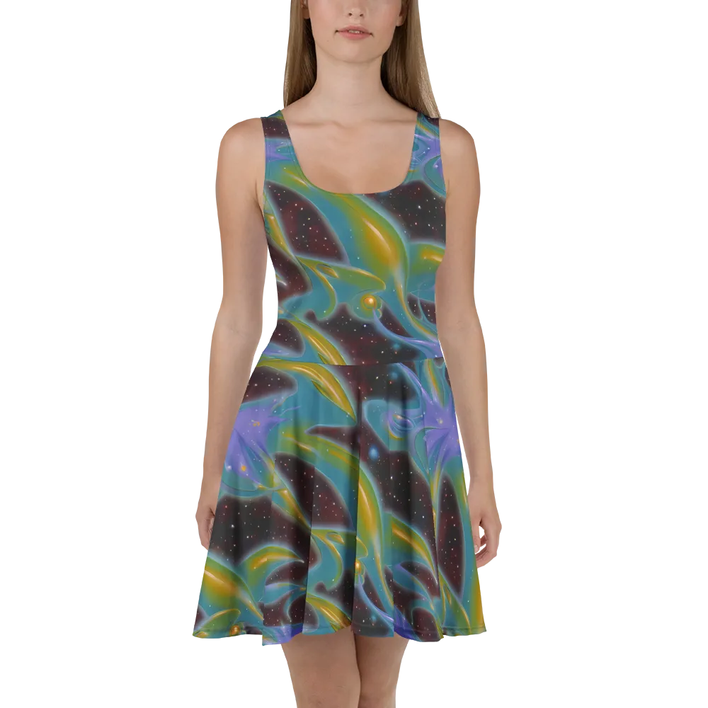 Stellar Bloom on Skater Dress — Front