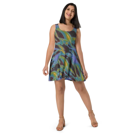 Stellar Bloom on a Skater Dress