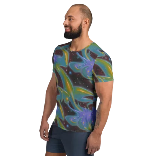 Stellar Bloom on a Men's Athletic T-Shirt