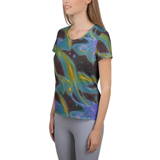 Stellar Bloom on a Women's Athletic T-Shirt