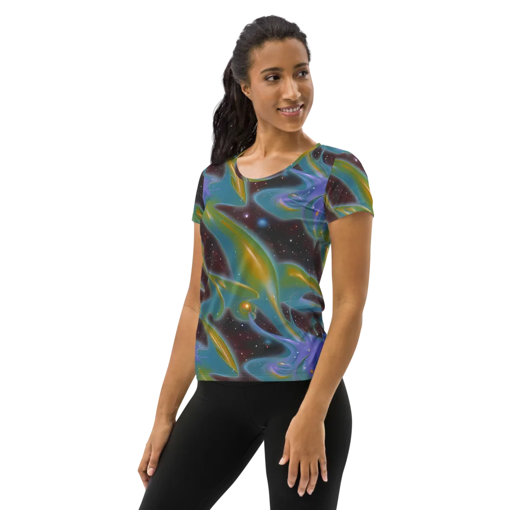 Stellar Bloom on Women's Athletic T-Shirt — Left