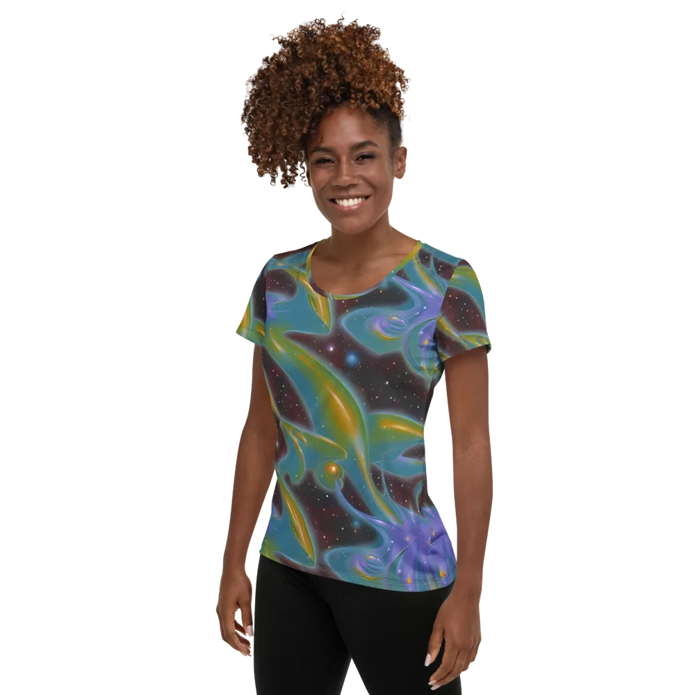 Stellar Bloom on Women's Athletic T-Shirt — Left