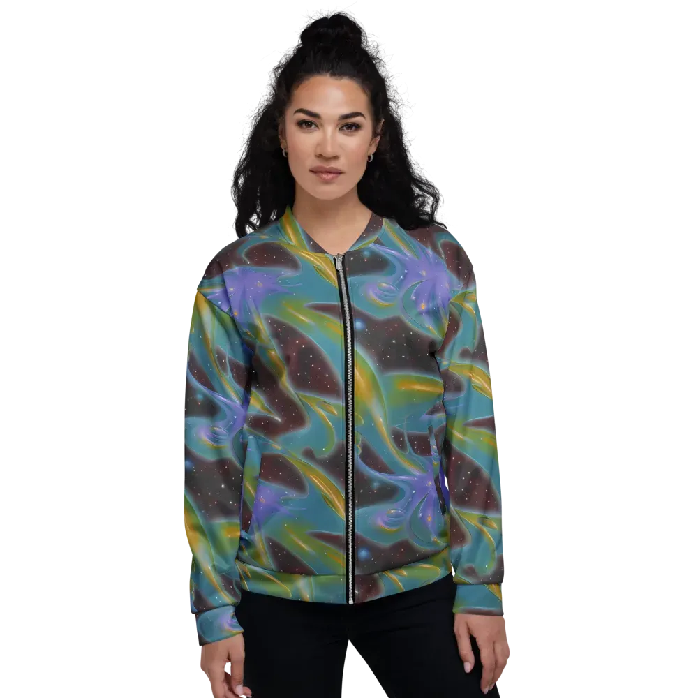 Stellar Bloom on Bomber Jacket — Front
