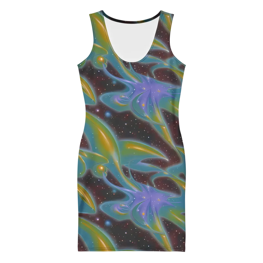 Stellar Bloom on Bodycon Dress — Front