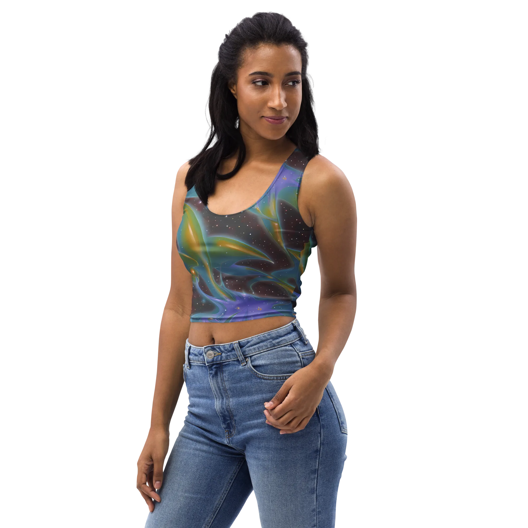 Stellar Bloom on Crop Top — Left Front