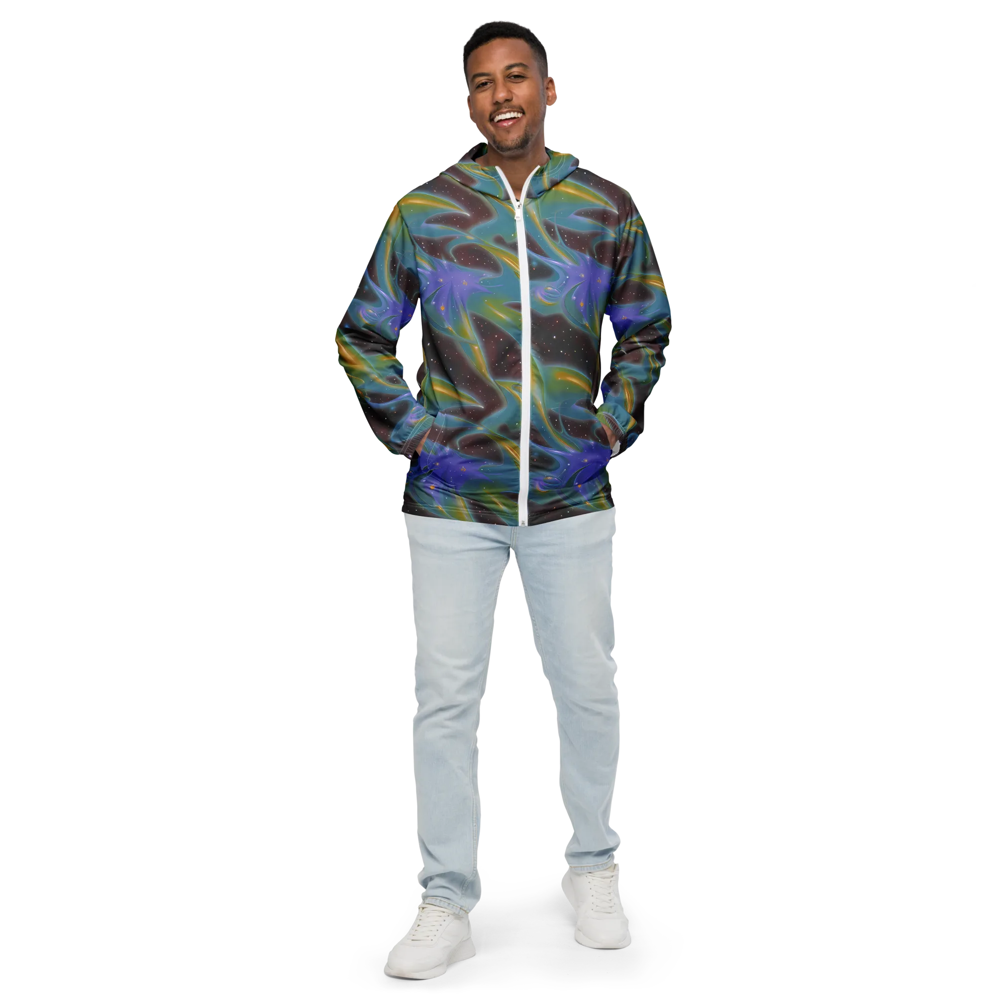 Stellar Bloom on Men's Windbreaker — Front