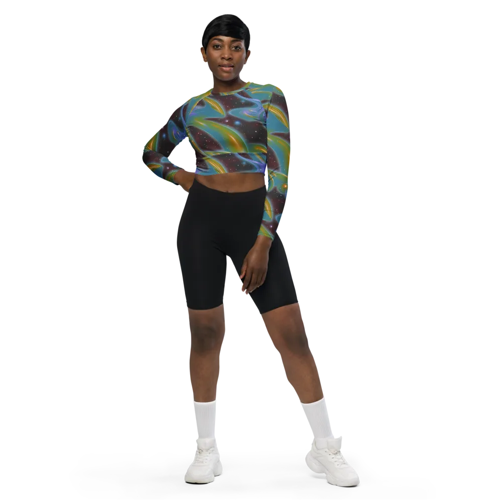 Stellar Bloom on Long Sleeve Crop Top — Front