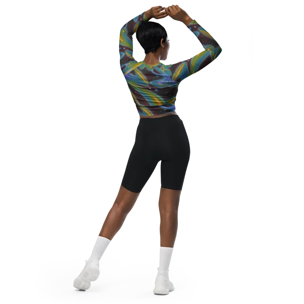 Stellar Bloom on Long Sleeve Crop Top — Back