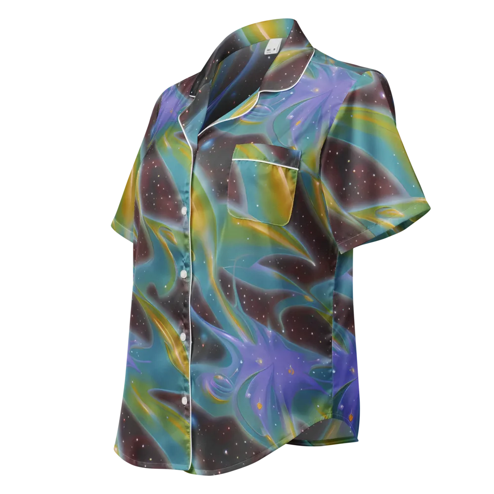 Stellar Bloom on Women's Short Sleeve Pajama Top — Left Front