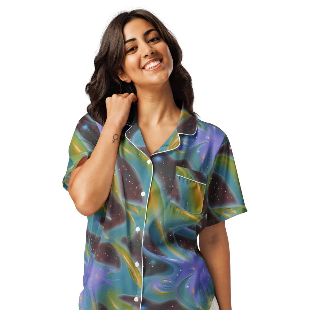 Stellar Bloom on Women's Short Sleeve Pajama Top — Front