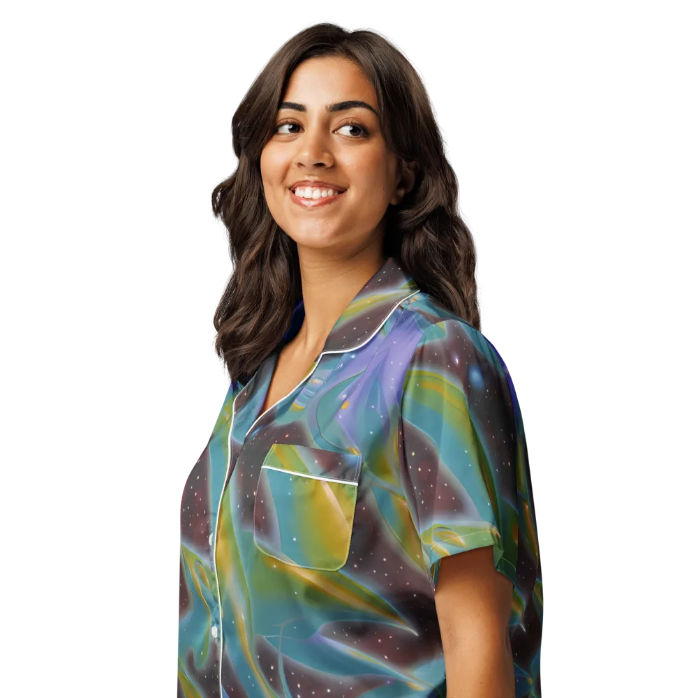 Stellar Bloom on Women's Short Sleeve Pajama Top — Left Front