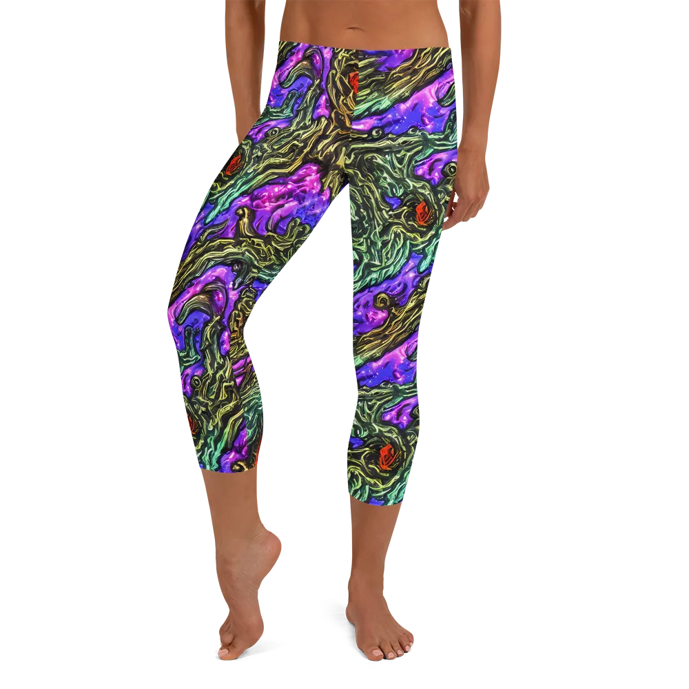 Violet Inferno on Capri Leggings — Front