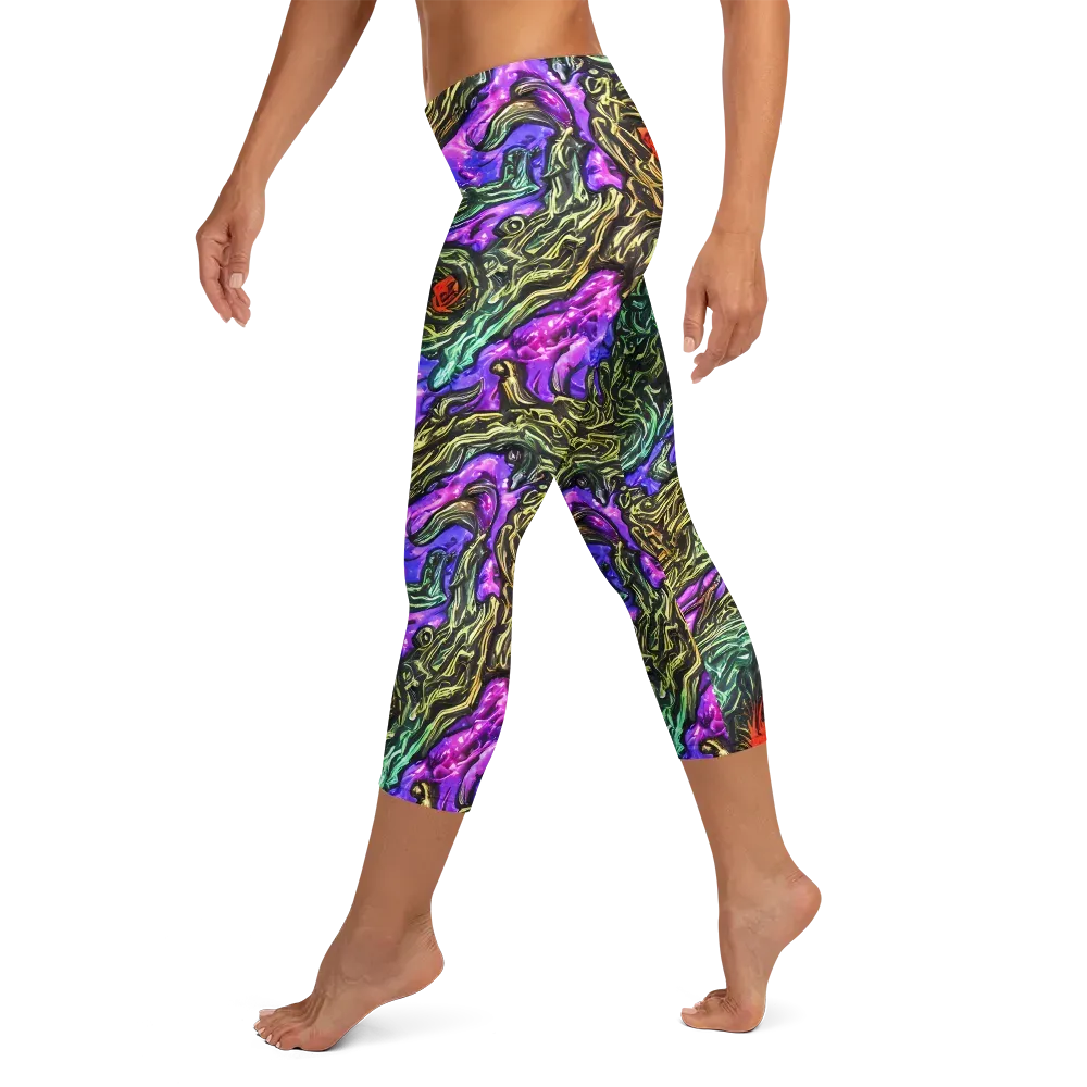 Violet Inferno on Capri Leggings — Left