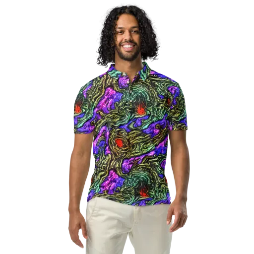 Violet Inferno on a Men's Slim Fit Polo Shirt