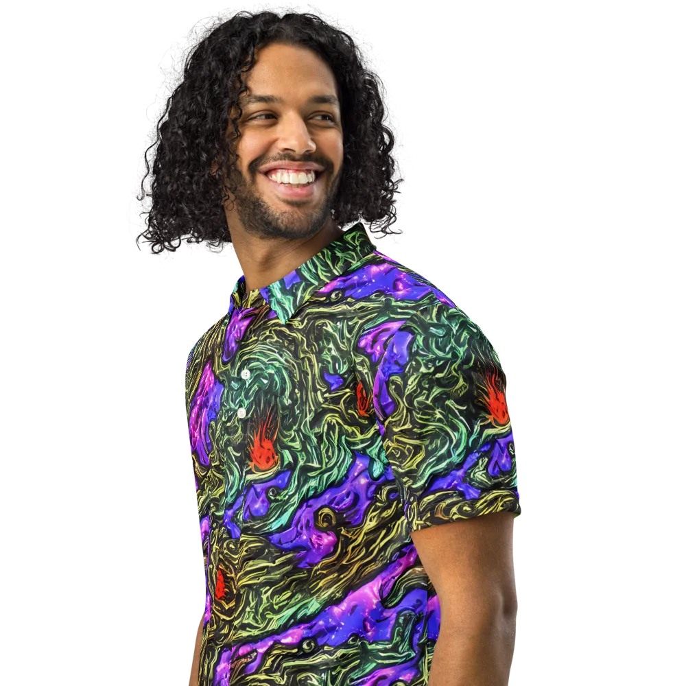 Violet Inferno on Men's Slim Fit Polo Shirt — Left Front