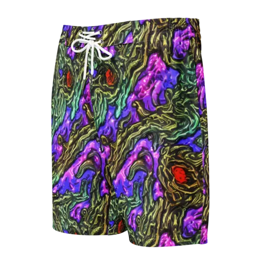 Violet Inferno on a Men's Board Shorts