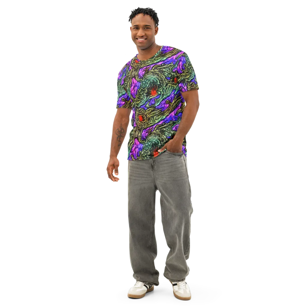 Violet Inferno on Men's Cotton Crew Neck T-Shirt — Front