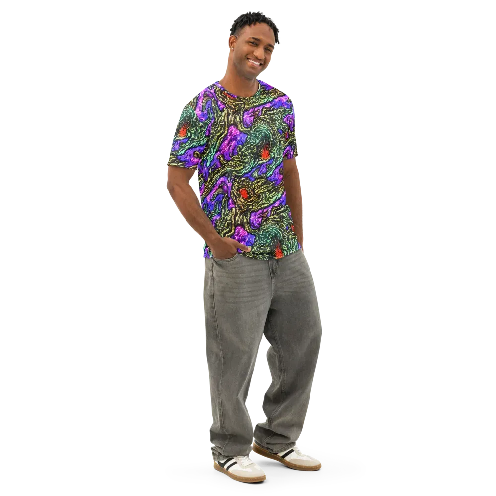 Violet Inferno on Men's Cotton Crew Neck T-Shirt — Right Front