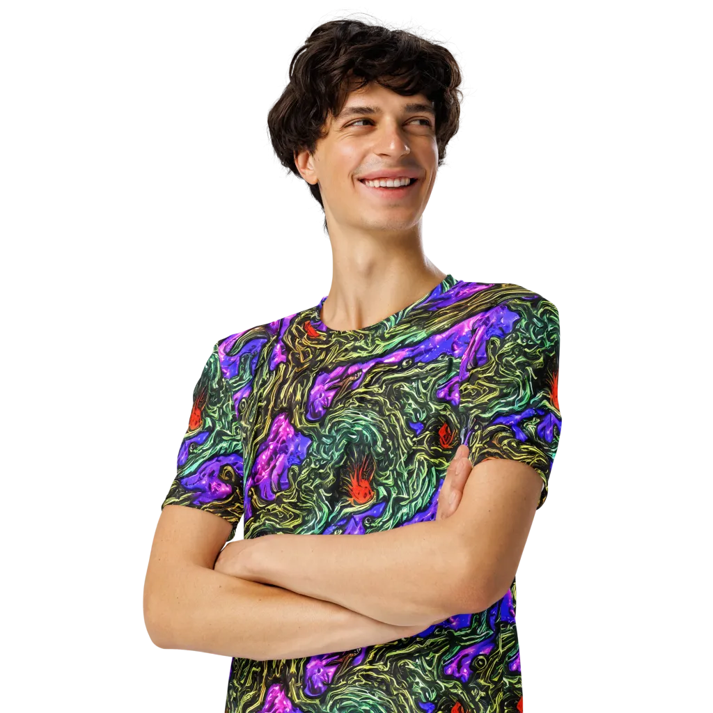 Violet Inferno on Men's Crew Neck T-Shirt — Left Front