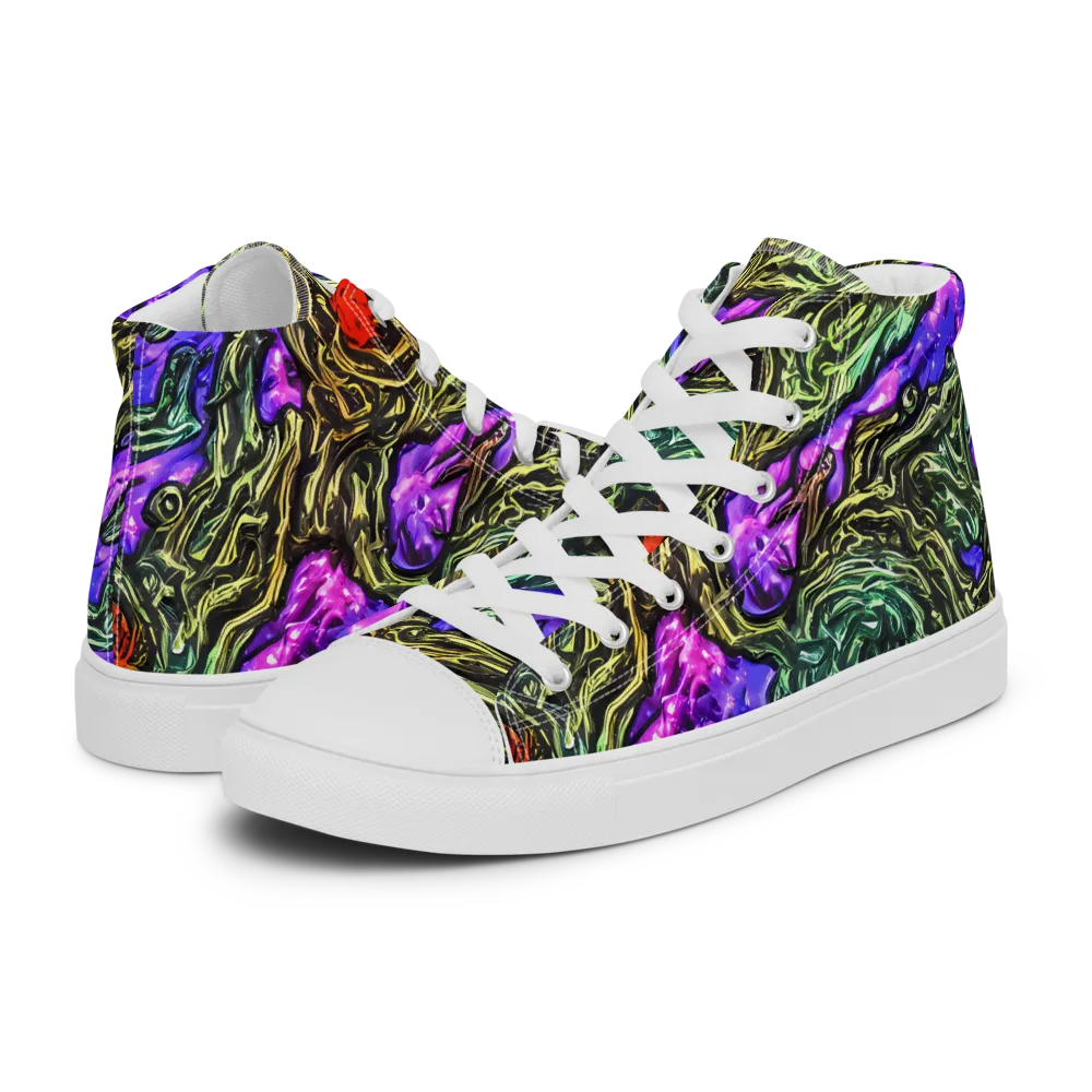 Violet Inferno on Men's High Top Canvas Shoes — Left